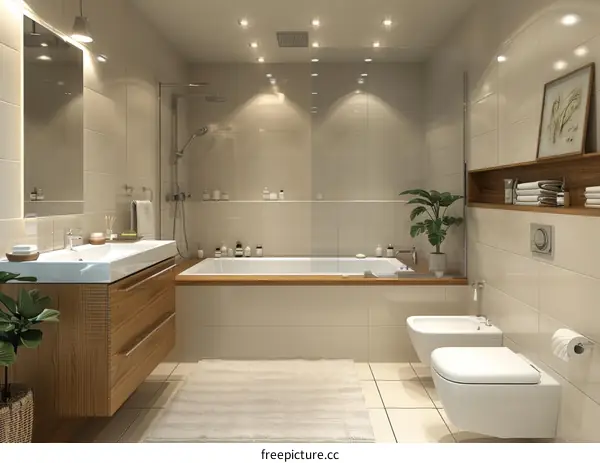 Modern Beige Bathroom Interior Design