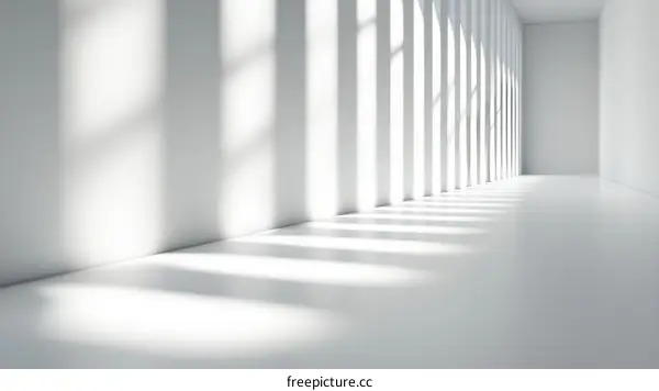 Empty White Room with Sunlight Shadows