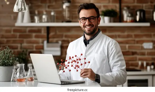 Smiling Scientist in a Laboratory Setting