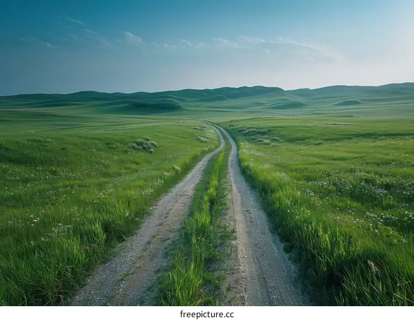 Dirt Track Through Green Fields