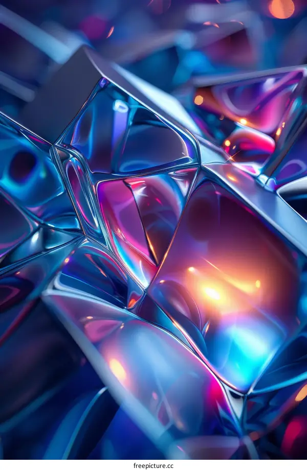 Colorful 3D rendering of a crystal structure