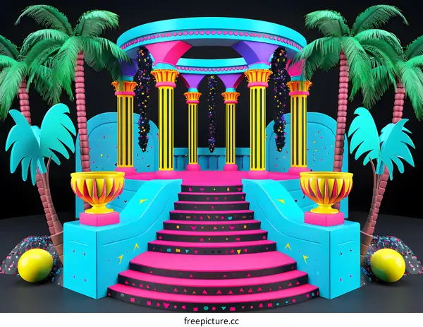 3D Rendered Illustration of a Tropical Temple