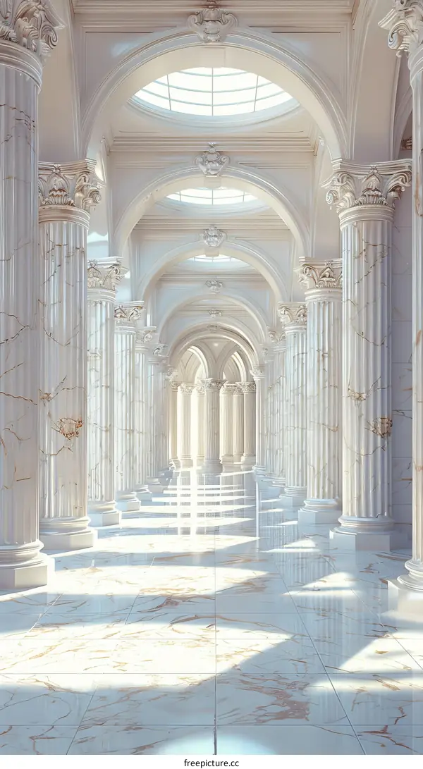 Elegant White Marble Colonnade Interior