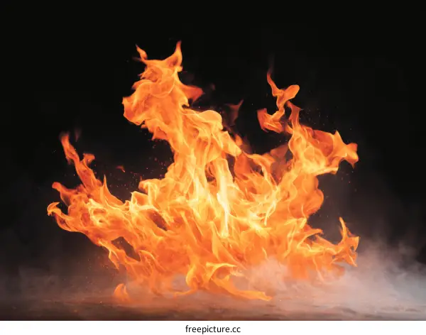 Fierce Flames Against Black Background