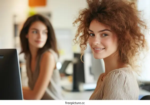Two Women Colleagues in Office Setting