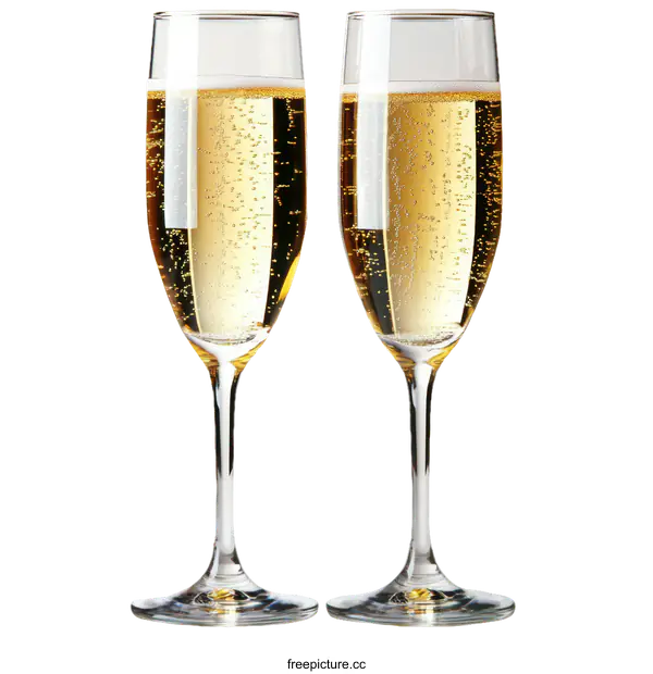 [Transparent Background PNG]Two Champagne Flutes Filled with Sparkling Wine
