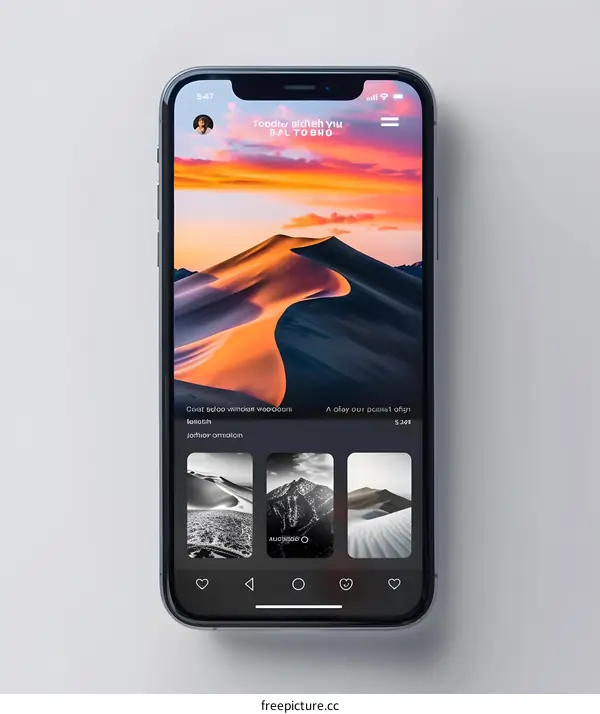 Mobile Phone Screen with Desert Landscape Photo