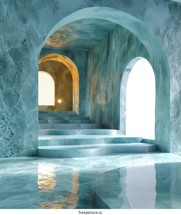 Abstract Turquoise Architectural Interior Design