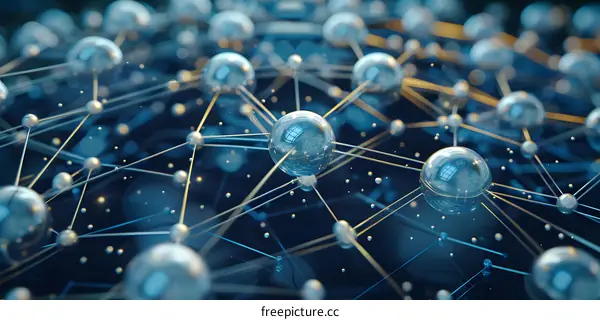 Abstract 3D Rendering of Connected Spheres