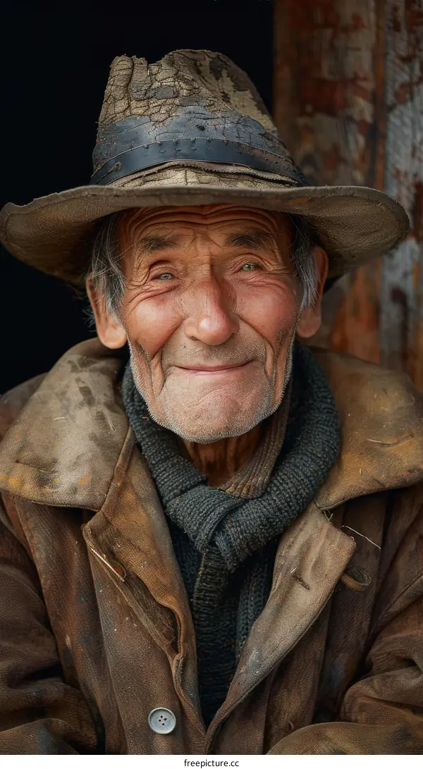 Portrait of an Elderly Person in Traditional Clothing