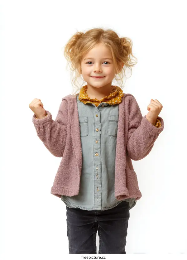 Happy Little Girl in Fashionable Outfit