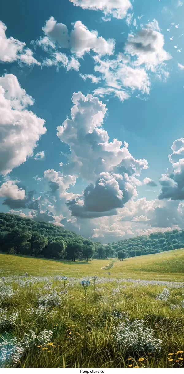 Bird Flying Over Meadow