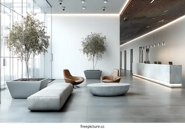 Modern Minimalist Office Lobby Interior Design