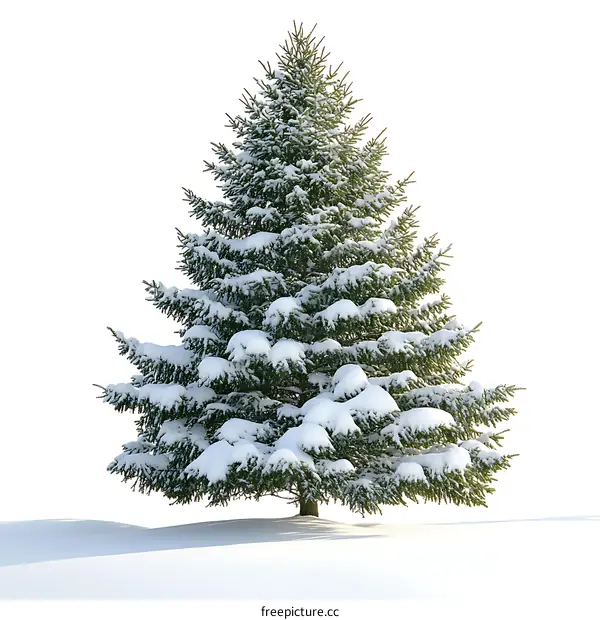Snowy Christmas Tree Isolated on White