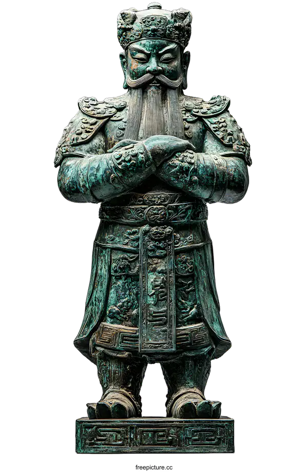 [Transparent Background PNG]Ancient Chinese Bronze Sculpture of a General