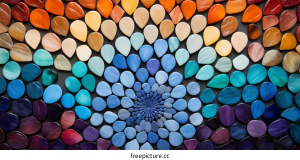 Abstract Colorful Glass Mosaic Pattern in Concentric Circles