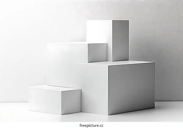 White Geometric Shapes Display Stand
