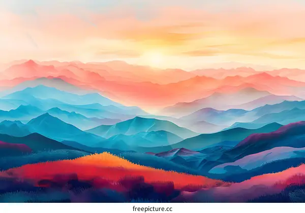 Sunset Over the Mountains
