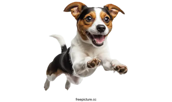 [Transparent Background PNG]Happy Jack Russell Terrier Dog Jumping in the Air