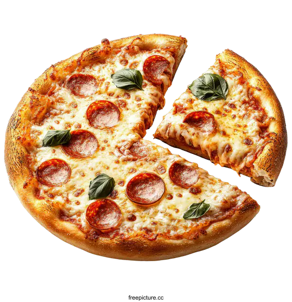 [Transparent Background PNG]Delicious Pepperoni Pizza Slices on White Background