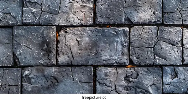 Rough Texture of Black Cobblestones