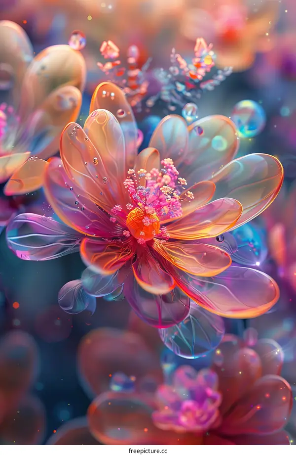 Vivid Dreamy Flowers in a Surreal Landscape