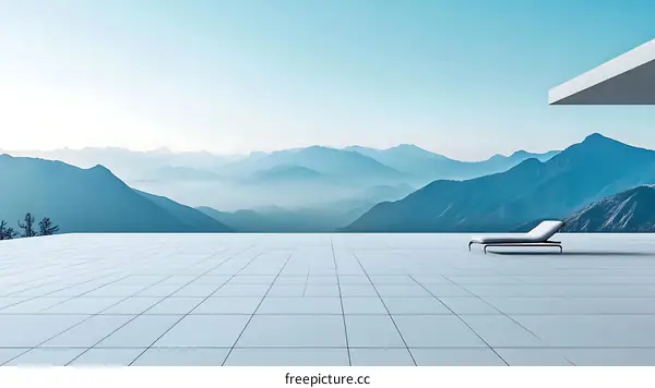 Modern Rooftop Terrace with Mountain View