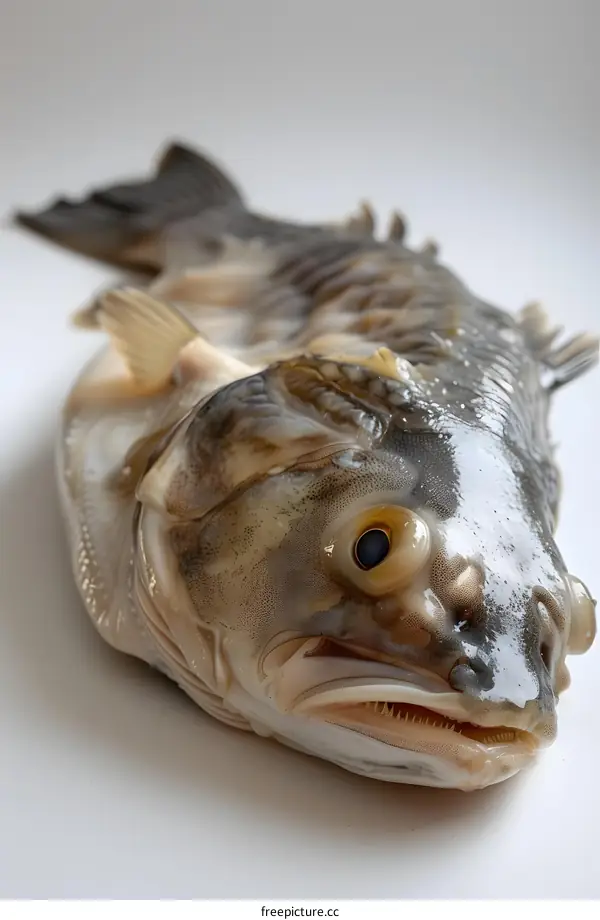 A close-up of a fish head with its mouth open