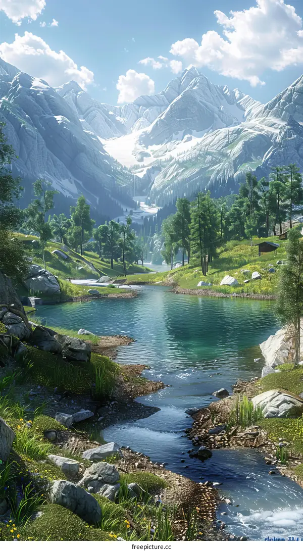 Majestic Mountains with a Beautiful Lake in Front