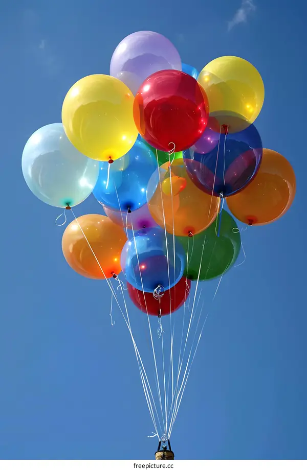 Colorful Balloons Flying High in the Blue Sky