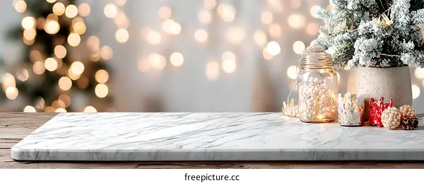 Christmas Festive Marble Tabletop Display
