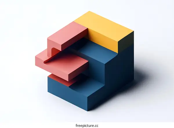 Abstract Geometric Shapes in Blue, Yellow, and Red