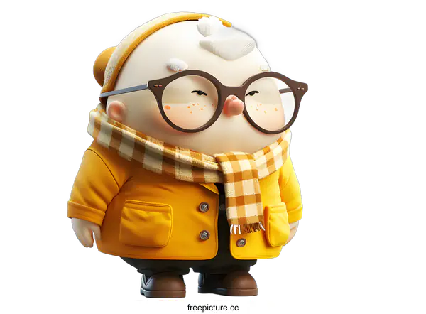 [Transparent Background PNG]Cute Cartoon Character Wearing Yellow Coat And Scarf