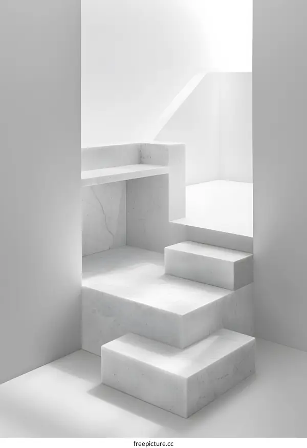 White Marble Steps Minimalist Interior Design