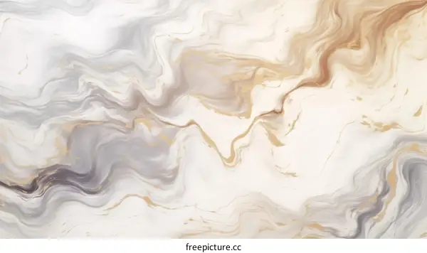 Abstract Fluid Art with Cream, Gray, and Gold Colors
