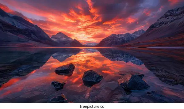 Stunning Sunset Reflection on Mountain Lake