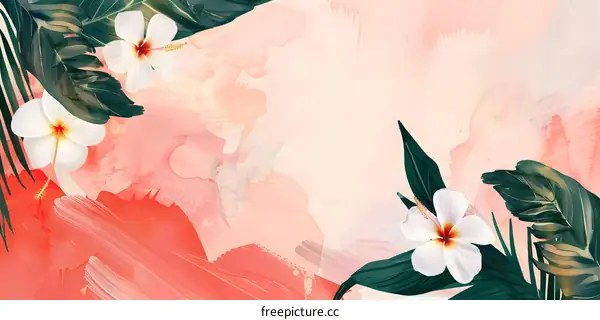 Tropical Flower Watercolor Painting Background