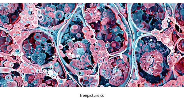 Abstract Blue And Pink Swirls With Circles