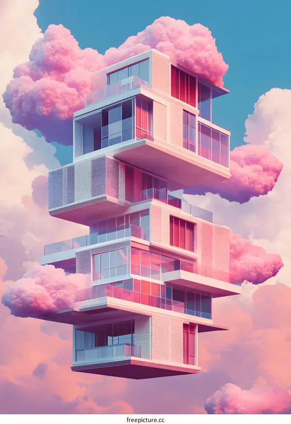Pink Clouds and Modern Building