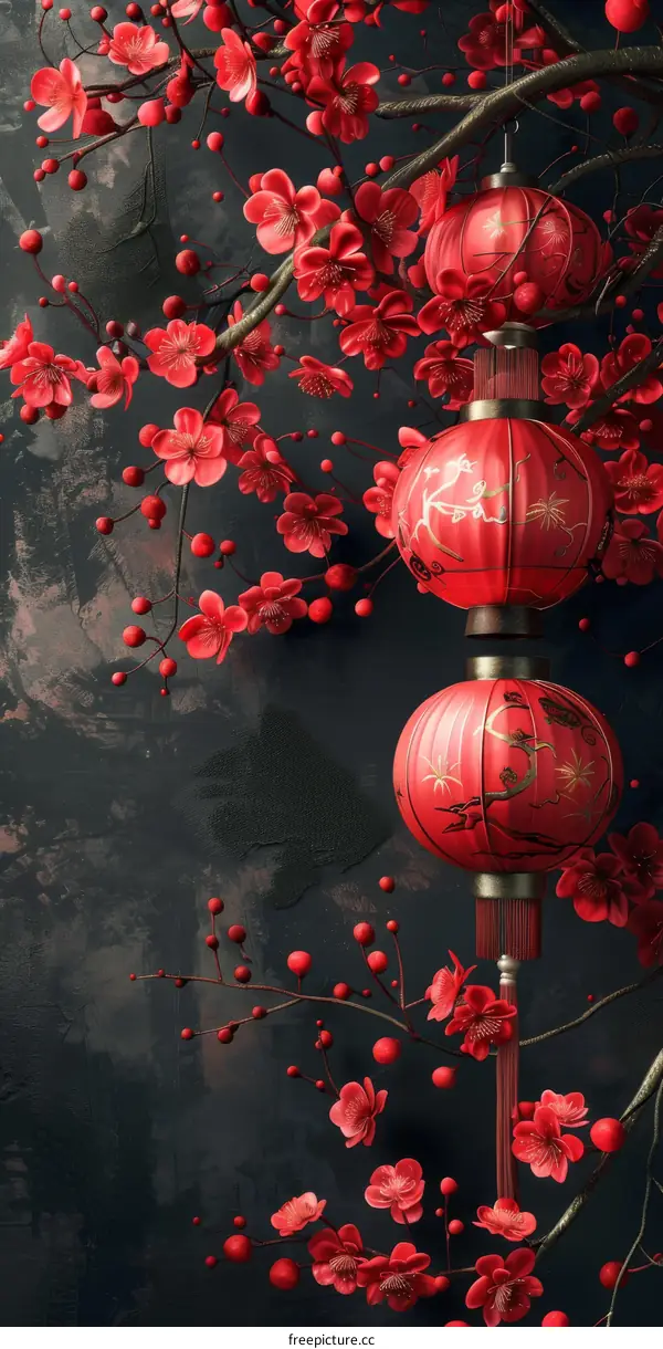 Red Lanterns and Cherry Blossoms: Chinese New Year Celebration