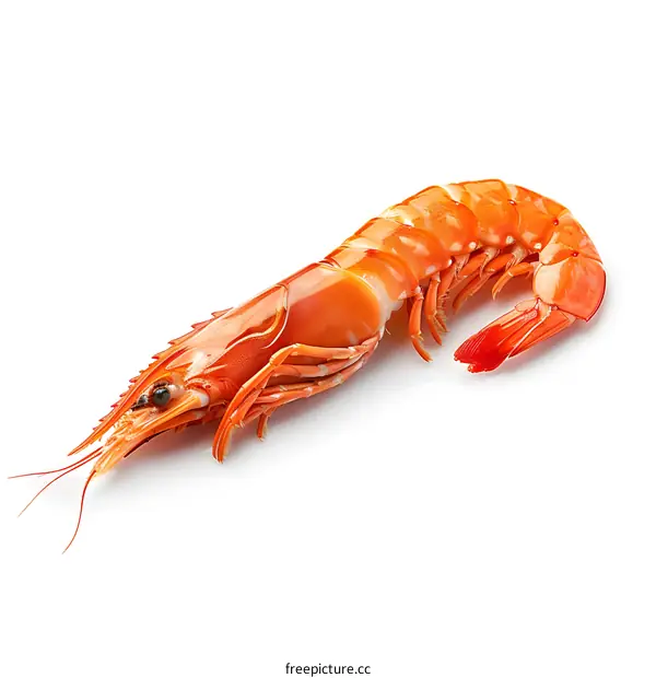 Fresh cooked prawn on white background