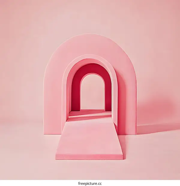 Pink Archway Minimalist Abstract Background