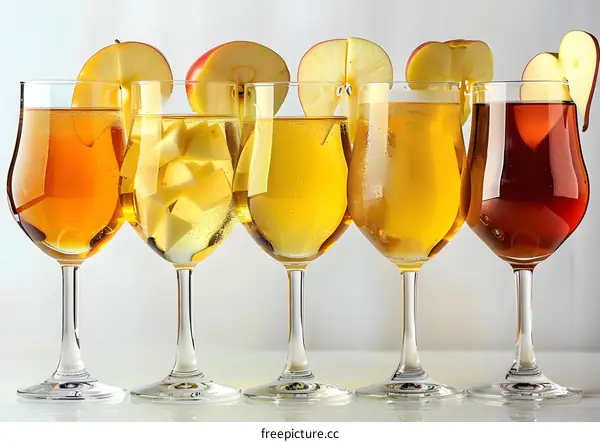 Apple Cider Drinks in Glasses with Apple Slices