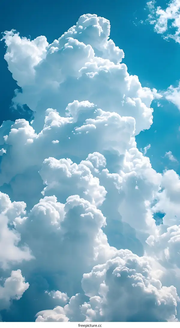 Towering Cumulus Clouds in Blue Sky