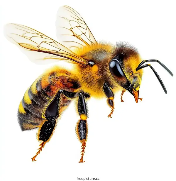 Close-up of a Honeybee in Flight