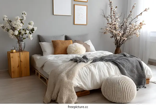 Cozy Modern Bedroom Decor with Wooden Furniture