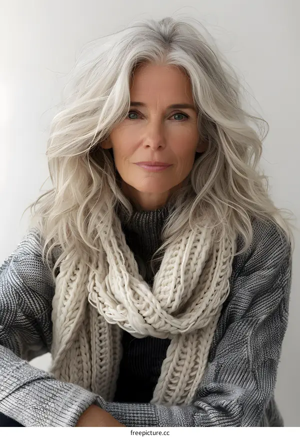 portrait of a beautiful woman with long white hair