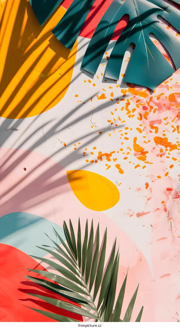 Tropical Palm Leaves Shadow Abstract Background