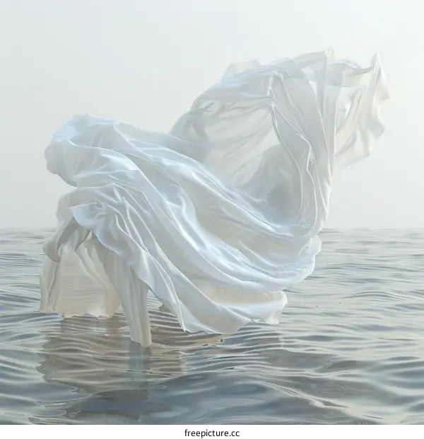 White fabric floating on water surface