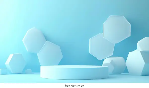 Abstract Light Blue Geometric Shapes Display